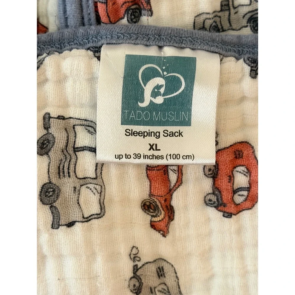 Tado Muslin Organic Cotton Sleep Sack XL 39 Inch Car Print Wearable Blanket 2T